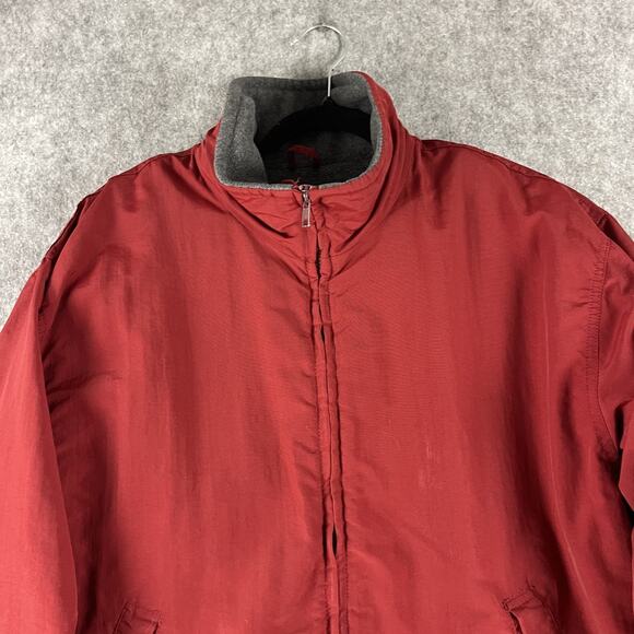 VTG J Crew Oarsman Bomber Jacket Mens Medium Red Fleece Lined Full Zip 90s USA - Picture 2 of 14